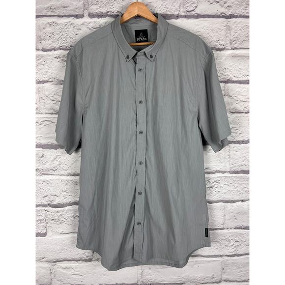 PRANA Men's XL Gray Tencel Performance Wicking Outdoor Trekking Button Shirt - Picture 2 of 10